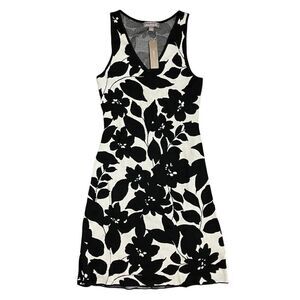 J Crew Dress WMNS S Black White‎ Sleeveless Sweater Floral jacquard Back Cut Out